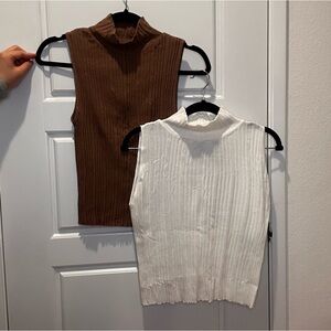 Zara Bundle Mock Neck Rib Knit Tank M/L